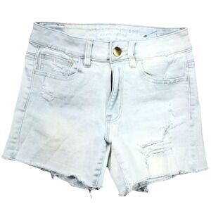 American Eagle Shorts Women 2 Cut Off Hi Rise Shortie Jean Super Stretch Ladies